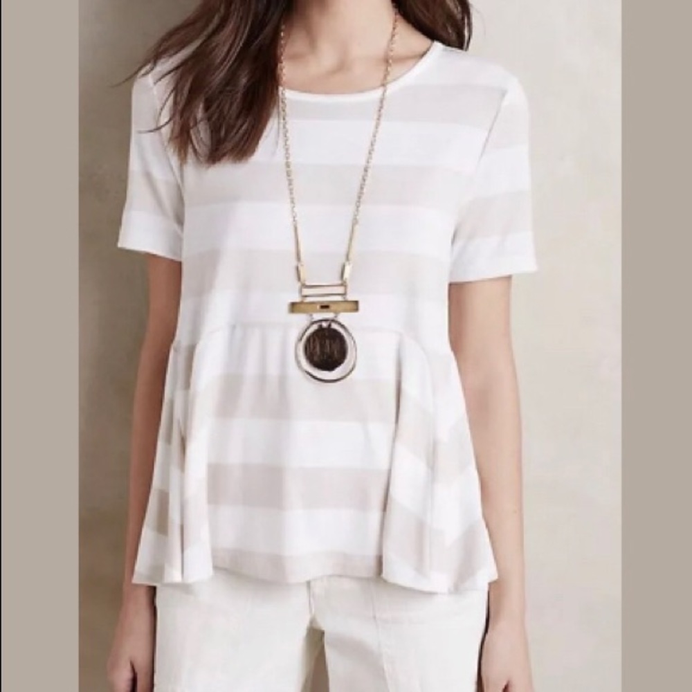 Anthropologie Everleigh Edgewise Peplum Tee Large